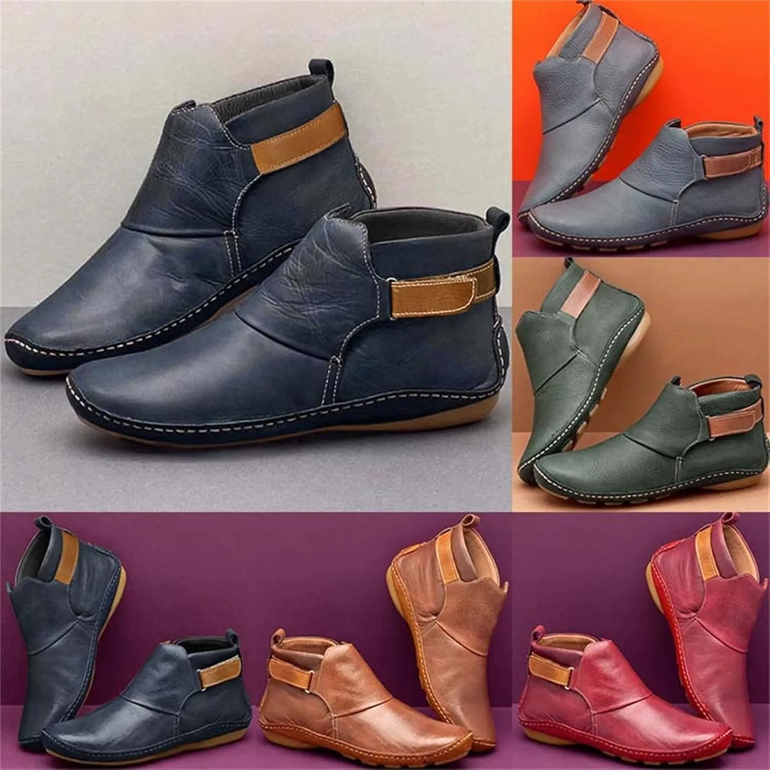 Black Booties for Women Low Heel Trendy Boots for Women 2024 Low Heel Boots Block Heel Boots Ankle Boots for Women No Heel Sneaker Gray Booties Women Ankle Boots Leather