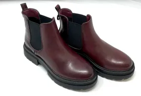 Burgundy Red Chunky Chelsea Ankle Boots