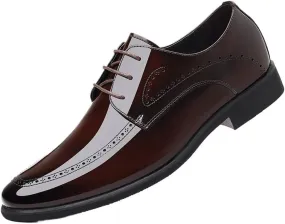Business Patent Leather Oxford Dress Shoes for Men Formal Lace-Up Classic Wedding Comfortable Non-Slip Stylish Office Shoes Work Footwear
