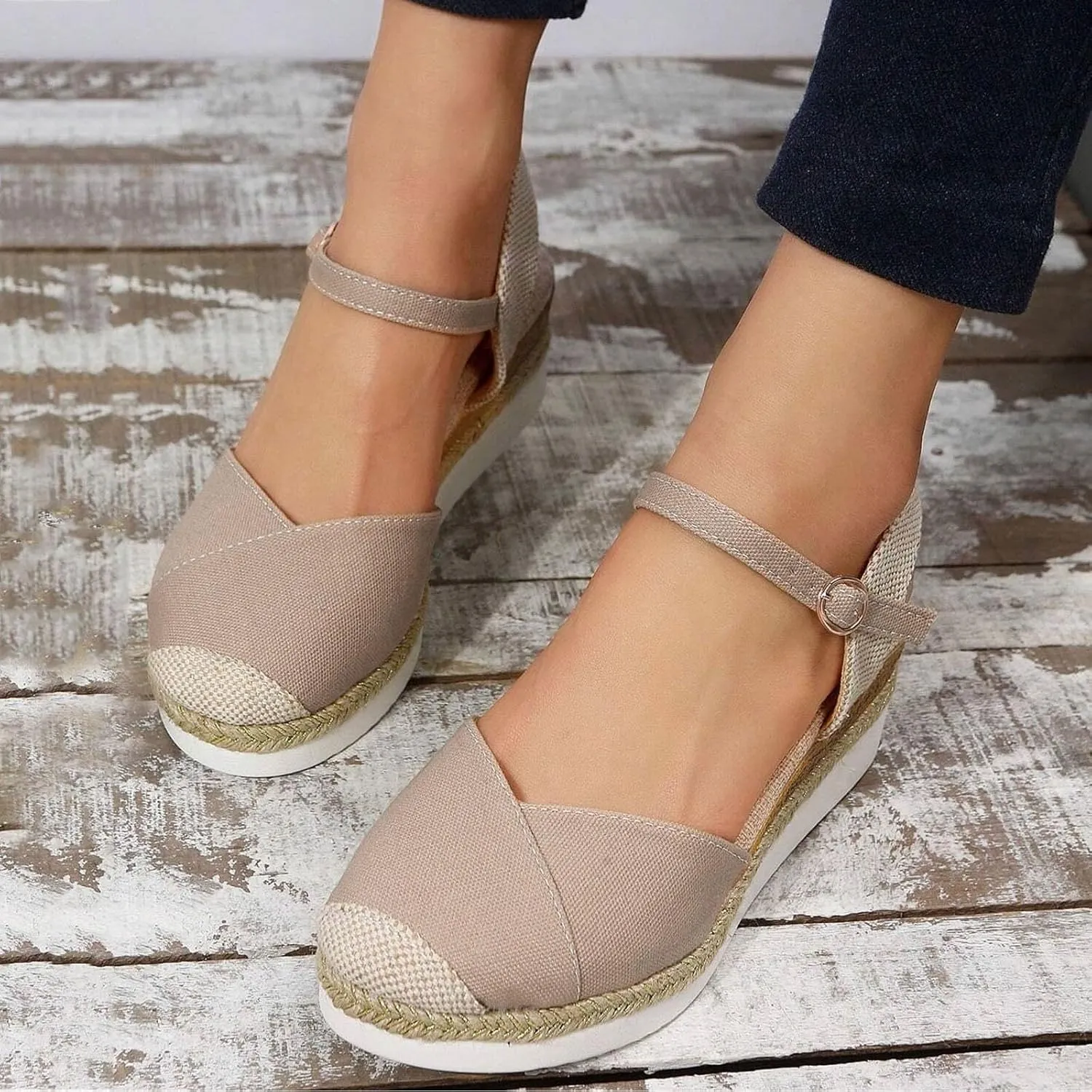 Closed Toe Platform Wedge Sandals, 2025 Espadrilles Wedges for Women Women's Espadrilles Dressy Casual Sandals