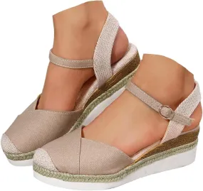 Closed Toe Platform Wedge Sandals, 2025 Espadrilles Wedges for Women Women's Espadrilles Dressy Casual Sandals