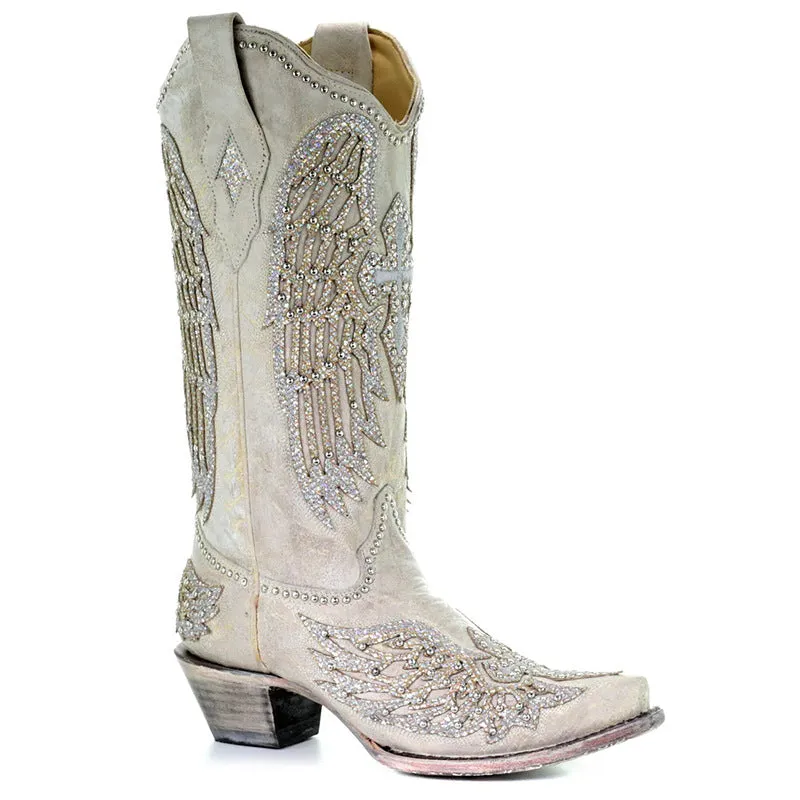 elveswallet Angel Wings Studded Embroidered Booties