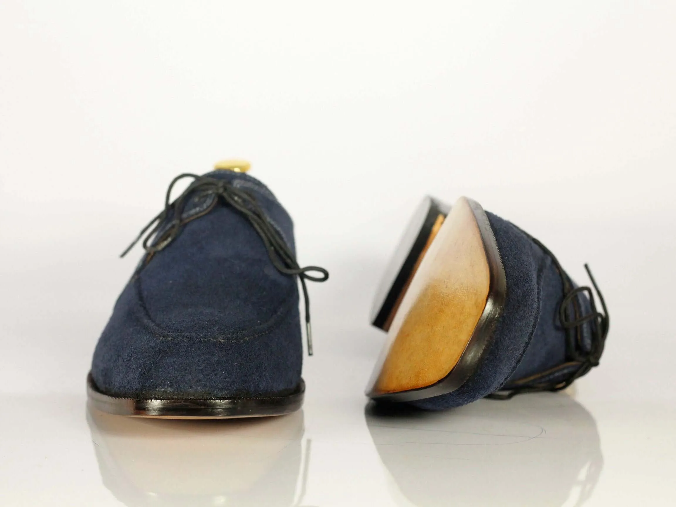 Handmade Men's Navy Blue Suede Derby Lace Up Shoes, Men Designer Dress Formal Luxury Shoes