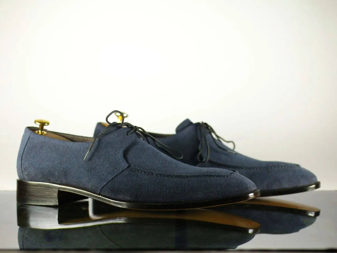 Handmade Men's Navy Blue Suede Derby Lace Up Shoes, Men Designer Dress Formal Luxury Shoes