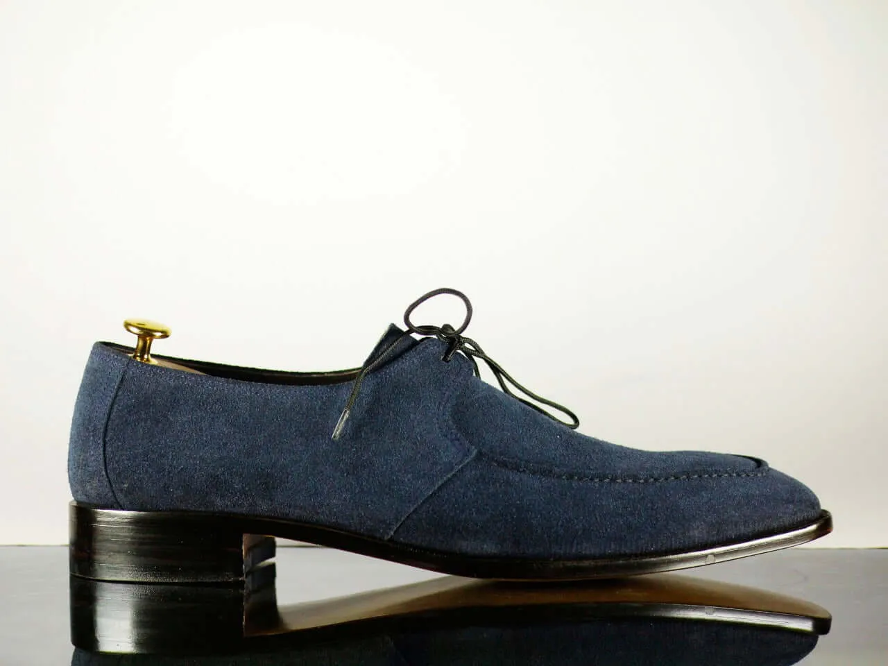 Handmade Men's Navy Blue Suede Derby Lace Up Shoes, Men Designer Dress Formal Luxury Shoes