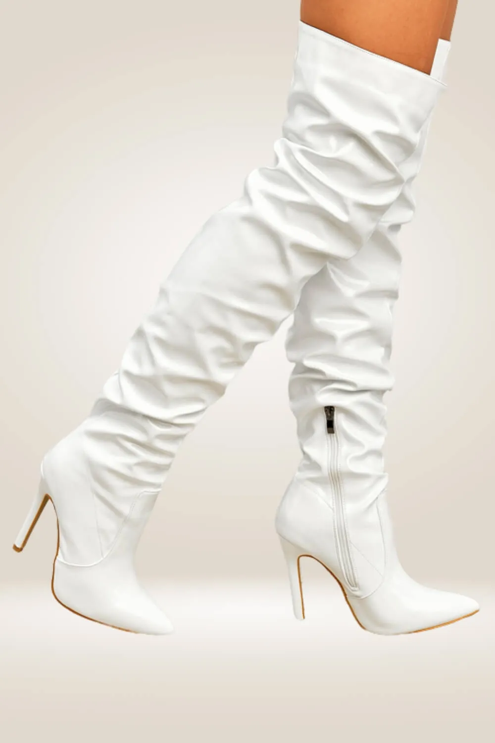 High Heels White Over The Knee Boots