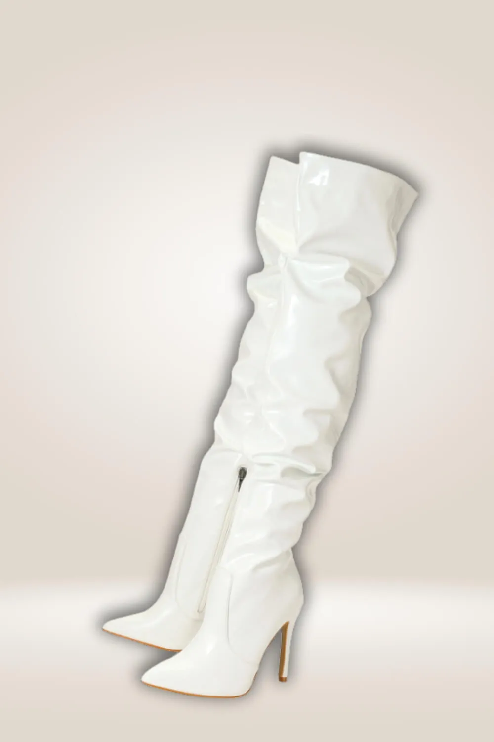 High Heels White Over The Knee Boots