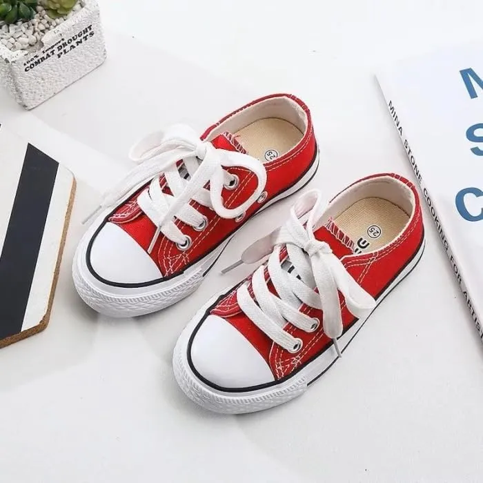 Kids Low Top Canvas Sneakers, 6 Colors Available | Laces Included, Back to School Essentials | Ages 2-14 y/o