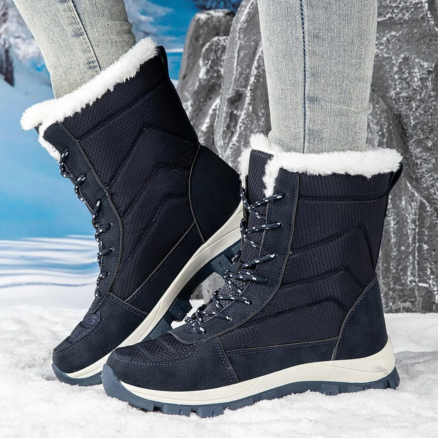 Ladies Snow Boots Snow Boots Female Winter Padded Thickened Winter Thick Bottom Northeast Warm Women's Snow