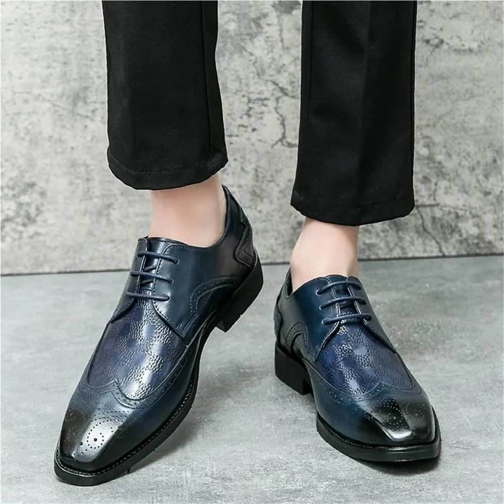 Leather Business Shoes for Men Oxford Dress Formal Wedding Comfortable Classic Pointed Toe Non-Slip Walking Lace Up Shoes