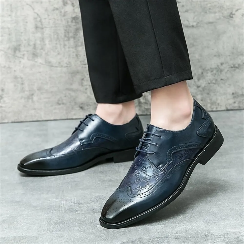 Leather Business Shoes for Men Oxford Dress Formal Wedding Comfortable Classic Pointed Toe Non-Slip Walking Lace Up Shoes