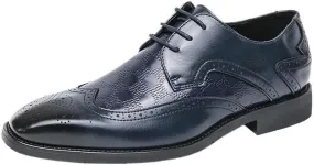Leather Business Shoes for Men Oxford Dress Formal Wedding Comfortable Classic Pointed Toe Non-Slip Walking Lace Up Shoes