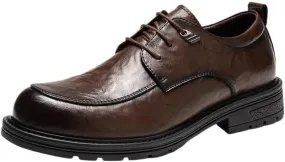 Men Classic Oxford Dress Shoes Leather Pointed Toe Brogue Formal Business Comfortable Platform Wedding Low Top Non Slip Stylish Tuxedo Genuine Leather Office
