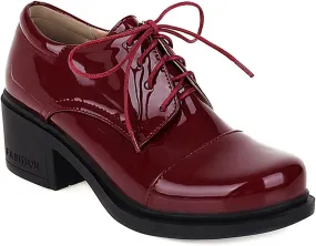 MIOKE Women's Casual Lace Up Flat Oxford Shoes Wingtip Perforated Low Heel Classic Vintage Oxfords Brogues