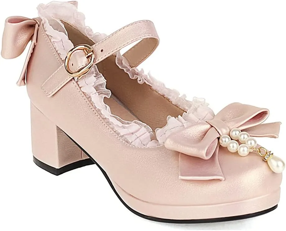 MIOKE Women's Chunky Platform Pump Oxfords Patent Leather Buckle High Heel Classic Mary Jane Dress Shoes