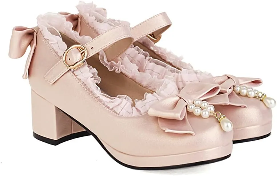 MIOKE Women's Chunky Platform Pump Oxfords Patent Leather Buckle High Heel Classic Mary Jane Dress Shoes