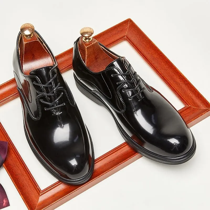 Modern Low Top Pointed Toe Tuxedo Derby Shoes Plain Toe Classic Oxfords Shoes for Formal Business Wedding