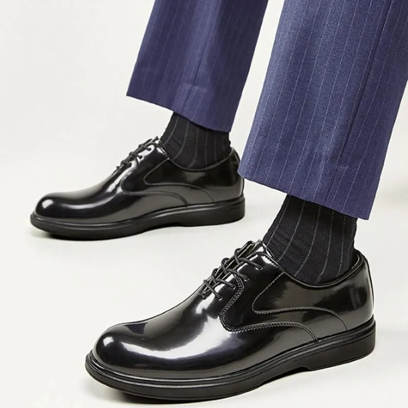 Modern Low Top Pointed Toe Tuxedo Derby Shoes Plain Toe Classic Oxfords Shoes for Formal Business Wedding