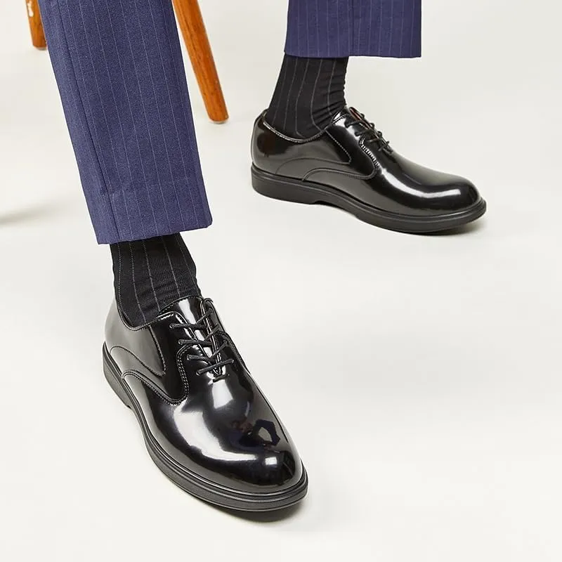 Modern Low Top Pointed Toe Tuxedo Derby Shoes Plain Toe Classic Oxfords Shoes for Formal Business Wedding