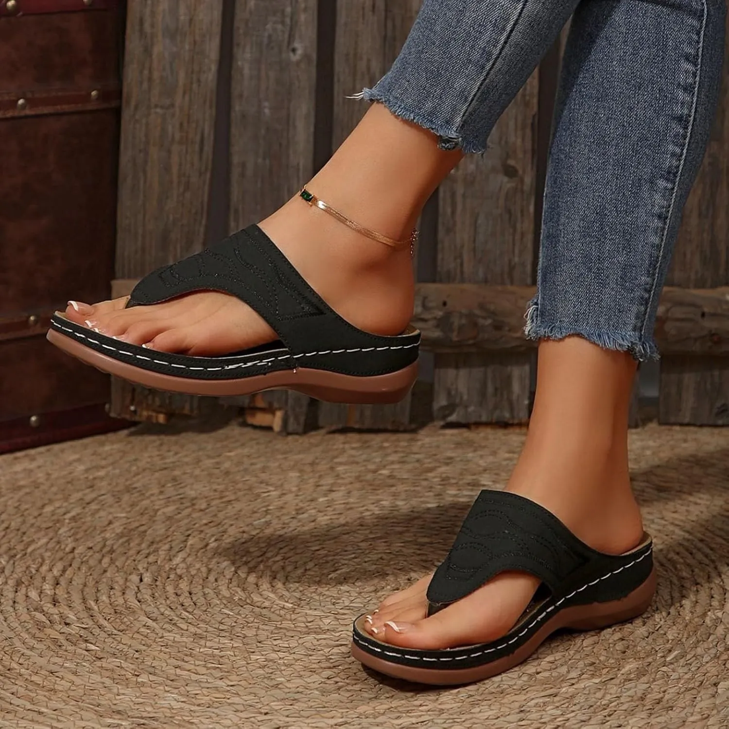 Orthopedic Sandals for Women 2025 Spring Platform Sandal Fashion Wedges Slip On Flip Flops Casual Comfortable Open Toe Dressy Summer Beach Shoes for Vacation
