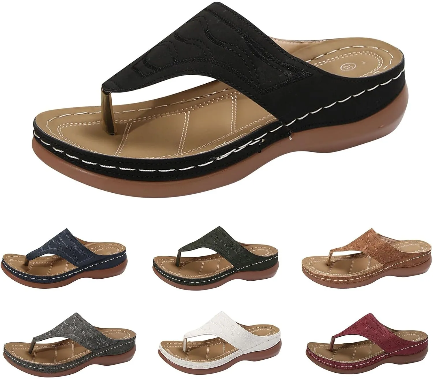 Orthopedic Sandals for Women 2025 Spring Platform Sandal Fashion Wedges Slip On Flip Flops Casual Comfortable Open Toe Dressy Summer Beach Shoes for Vacation