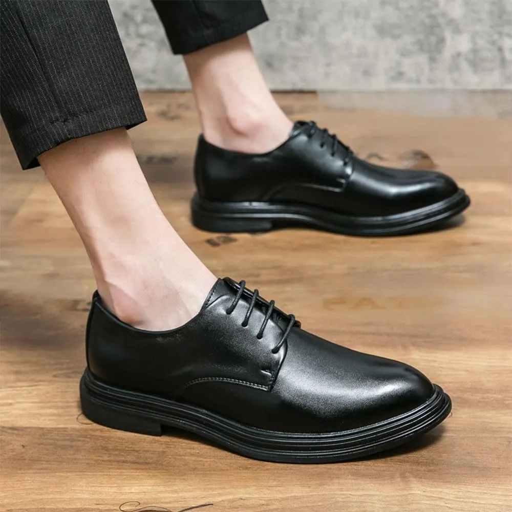 Oxford Formal Dress Shoes for Men Leather Business Comfortable Lace-Up Pointed Toe Non Slip Footwear for Wedding Office