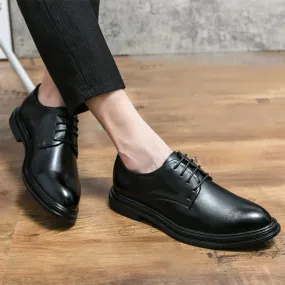 Oxford Formal Dress Shoes for Men Leather Business Comfortable Lace-Up Pointed Toe Non Slip Footwear for Wedding Office