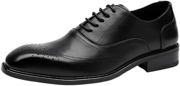Oxford Leather Dress Shoes for Men Formal Wedding Business Shoes Classic Pointed Toe Comfortable Lace Up Non-Slip Walking