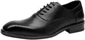 Oxford Leather Dress Shoes for Men Formal Wedding Business Shoes Classic Pointed Toe Comfortable Lace Up Non-Slip Walking