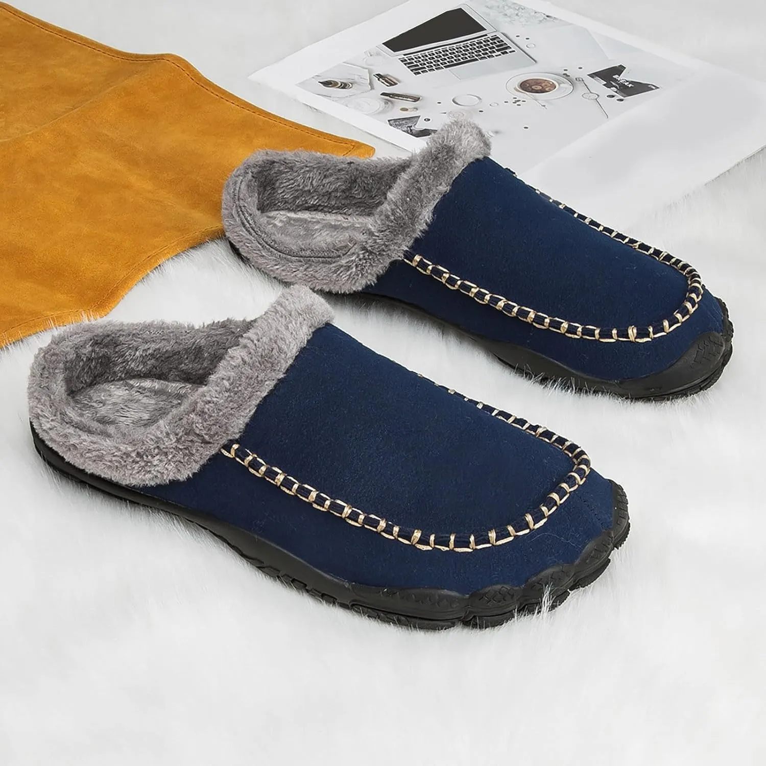 Slip on Walking Shoes for Men Casual Snow Boots Memory Foam Slippers Ultra Lightweight Breathable Fashion Sneakers Non Slip Travel Jogging Training Gym Shoes Wide Width