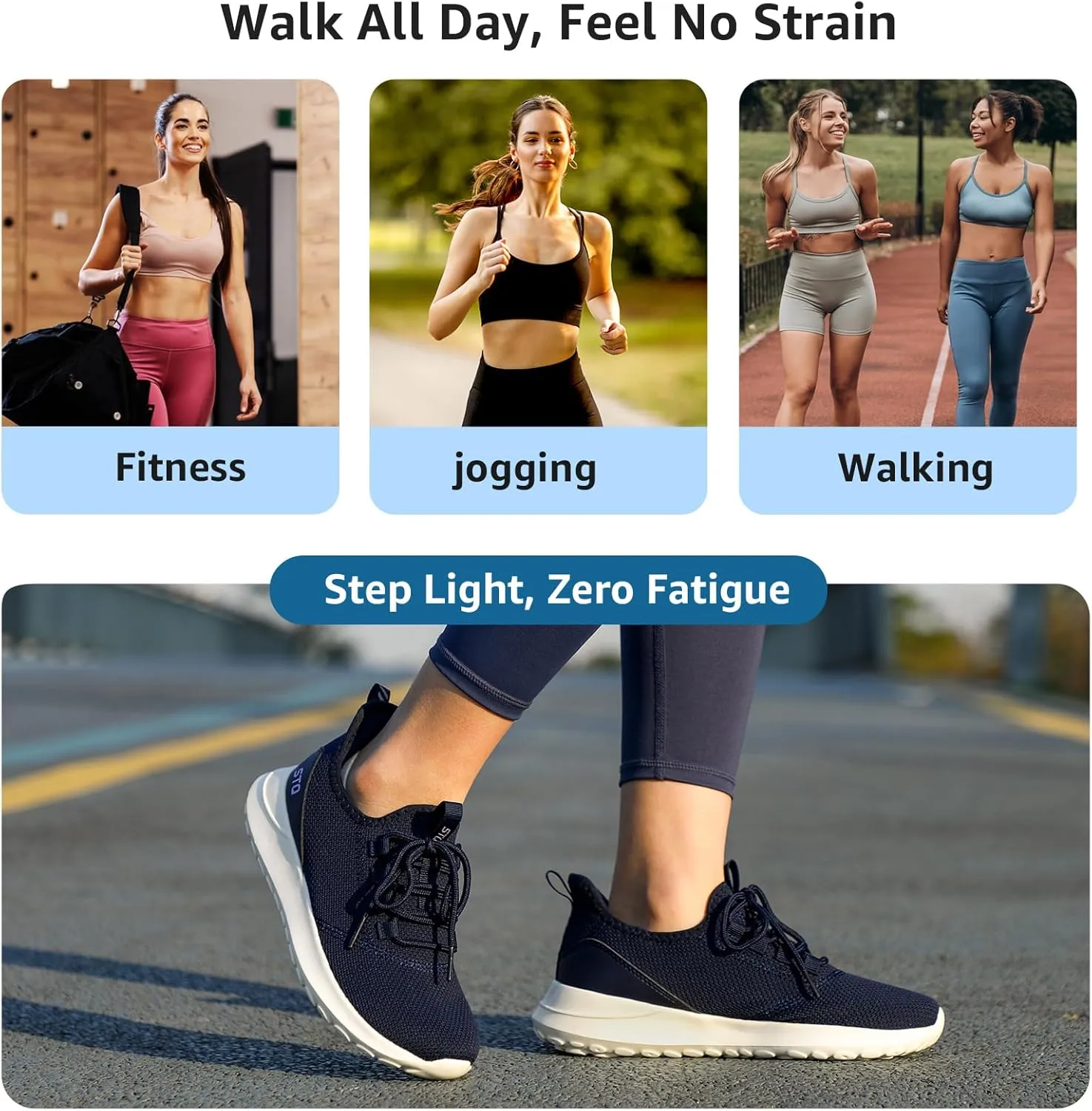 STQ Womens Slip On Sneakers Tennis Walking Orthopedic Shoes Breathable Athletic Gym Workout Cross Training Sneakers