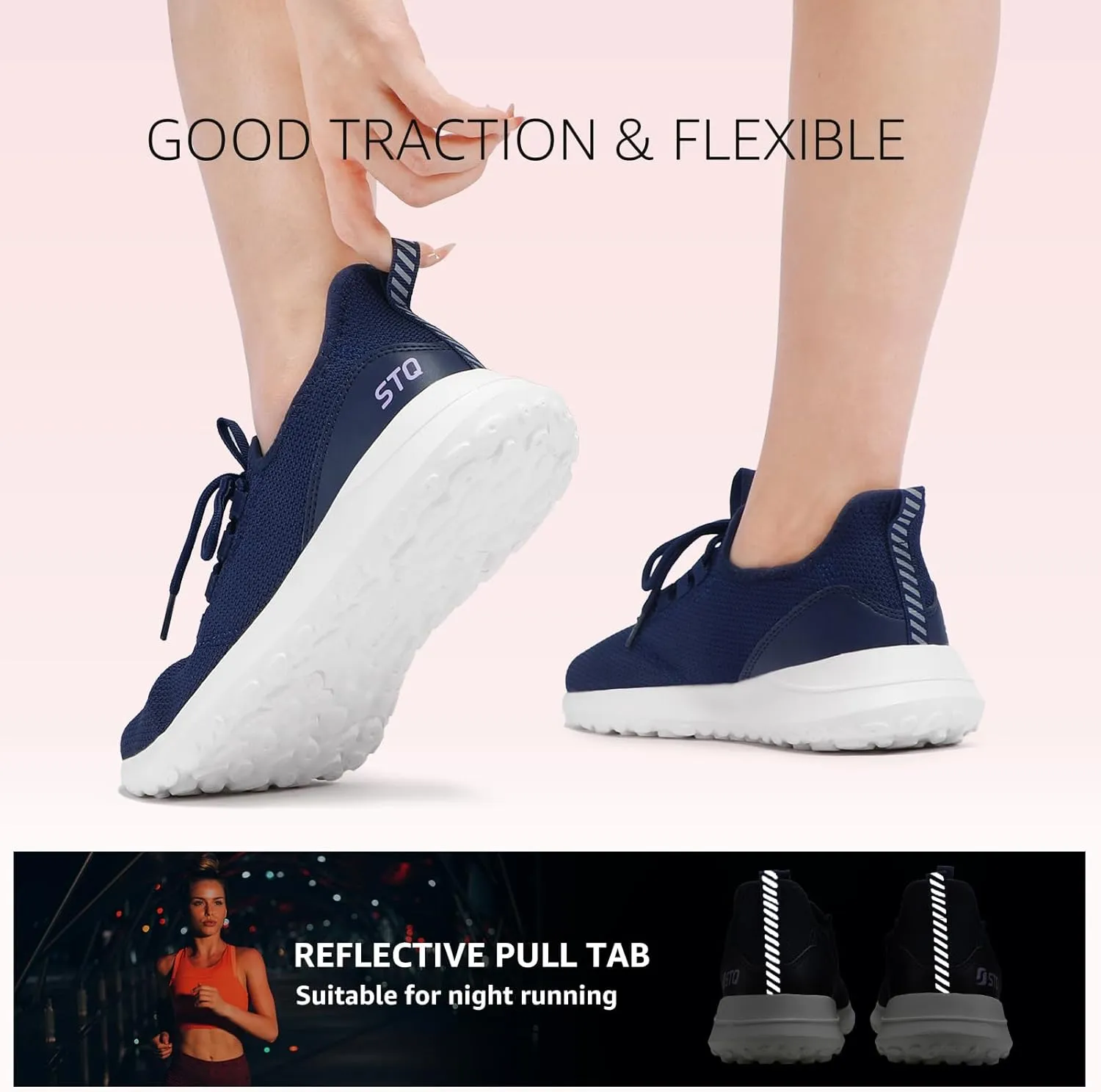 STQ Womens Slip On Sneakers Tennis Walking Orthopedic Shoes Breathable Athletic Gym Workout Cross Training Sneakers