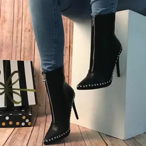Studded Pointed Toe Ankle Boots