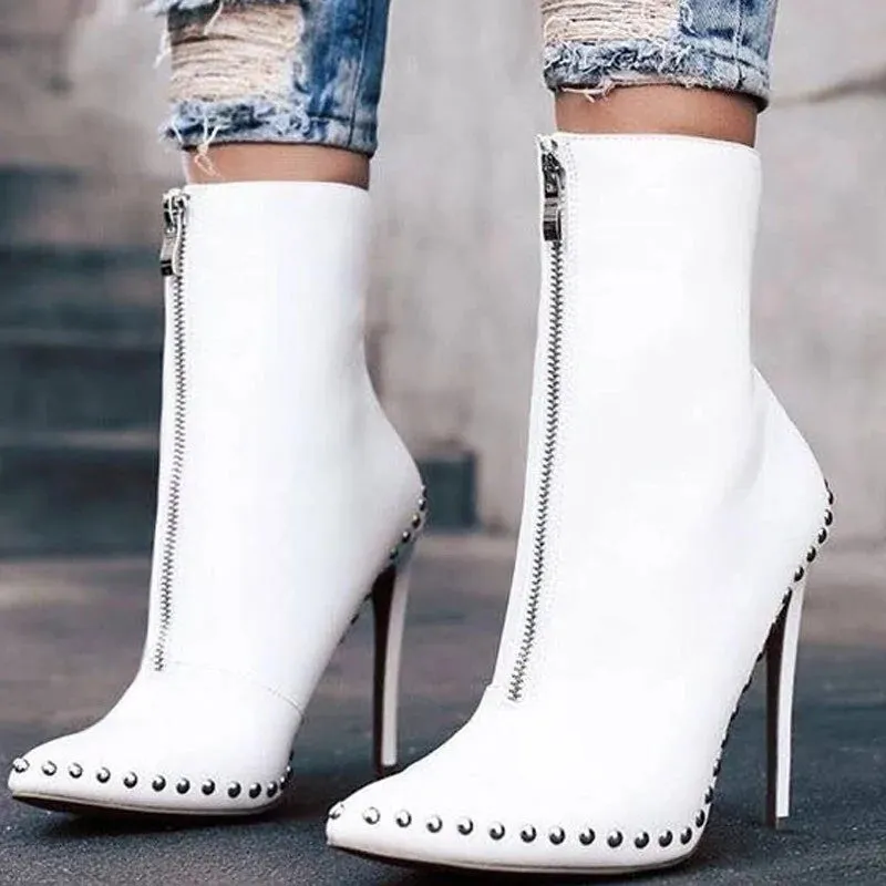 Studded Pointed Toe Ankle Boots