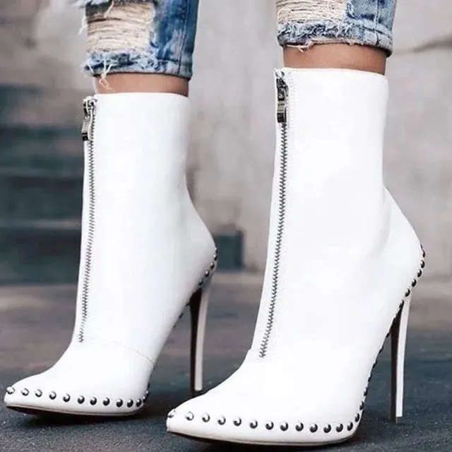 Studded Pointed Toe Ankle Boots