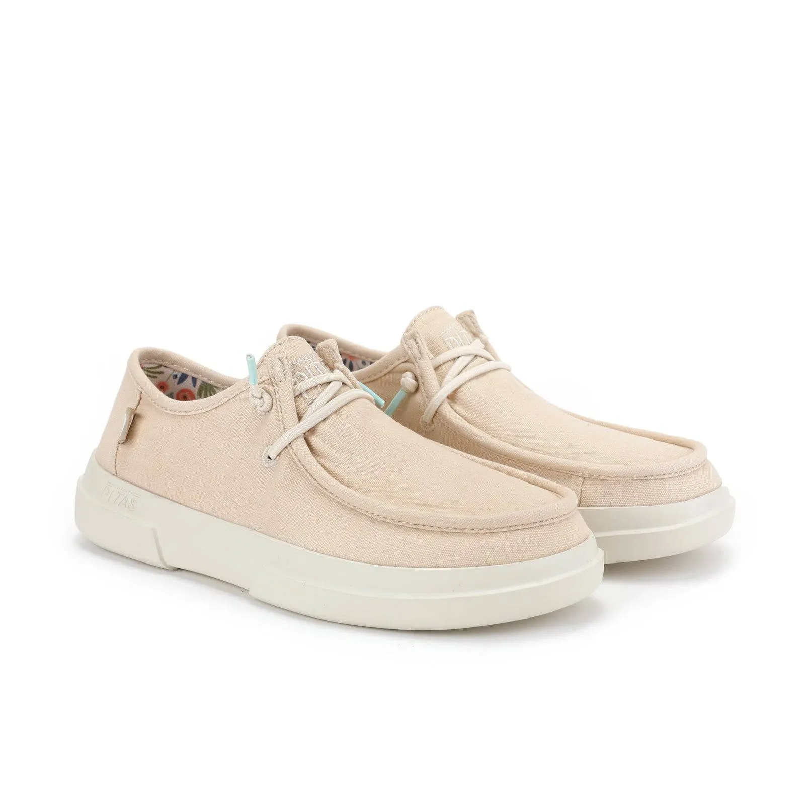 Walk In Pitas Dafne Ladies Beige Textile Elasticated Shoes