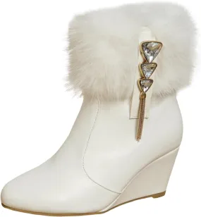 Winter Boots for Women 2024 New Comfortable Mid Chunky Heel Warm Fur Lined Boots Side Zipper Knee High Combat Western