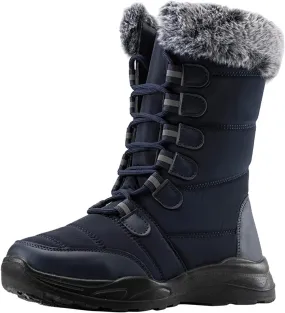 Women Men Snow Boots Round Toe Water Proof Flat Heel Warm Winter Lace Up Solid Color Mid Womens Low Winter Snow Boots (Blue, 6.5)
