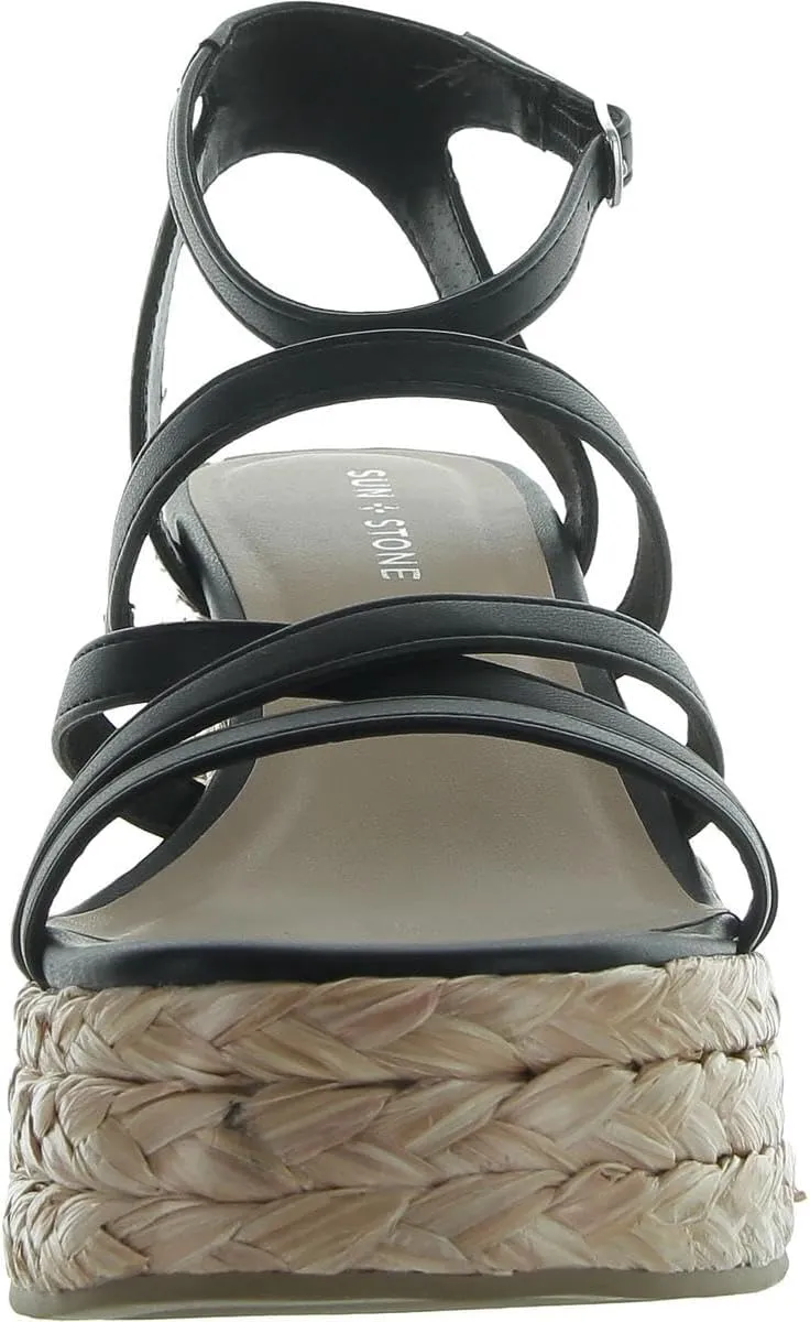 Womens FINNICKK Strappy Faux Leather Espadrilles