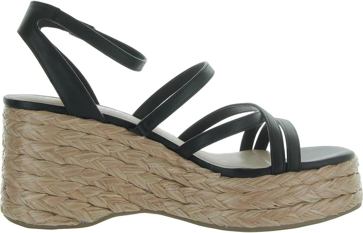 Womens FINNICKK Strappy Faux Leather Espadrilles