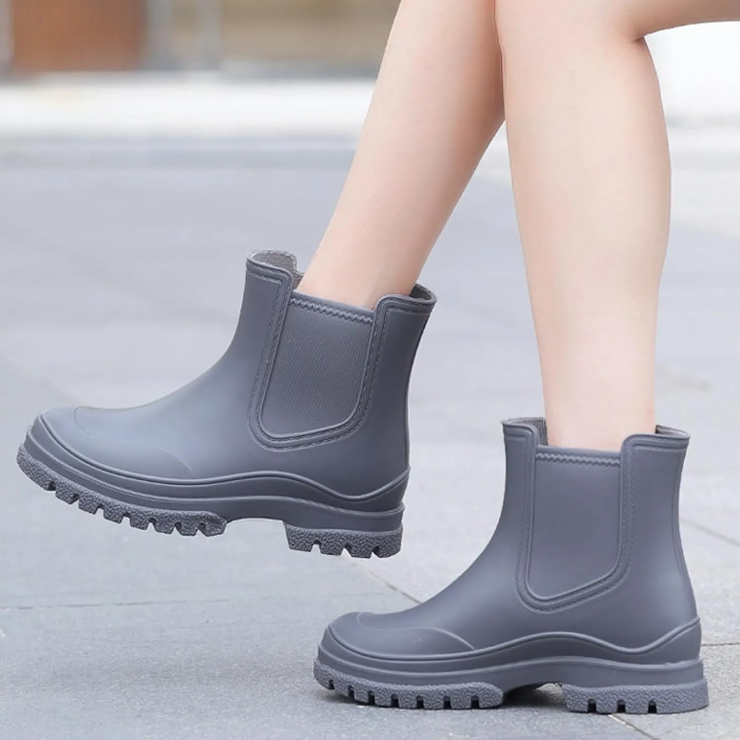 Women's Multi-colored Round Toe PVC Rain Bootie, Size 6.5, Women's Outdoor Casual Boot, Fall, Kitten Heel, Pull-On, Medium Width, Not Water Resistant, 3412250011, 9UbnL1R7h