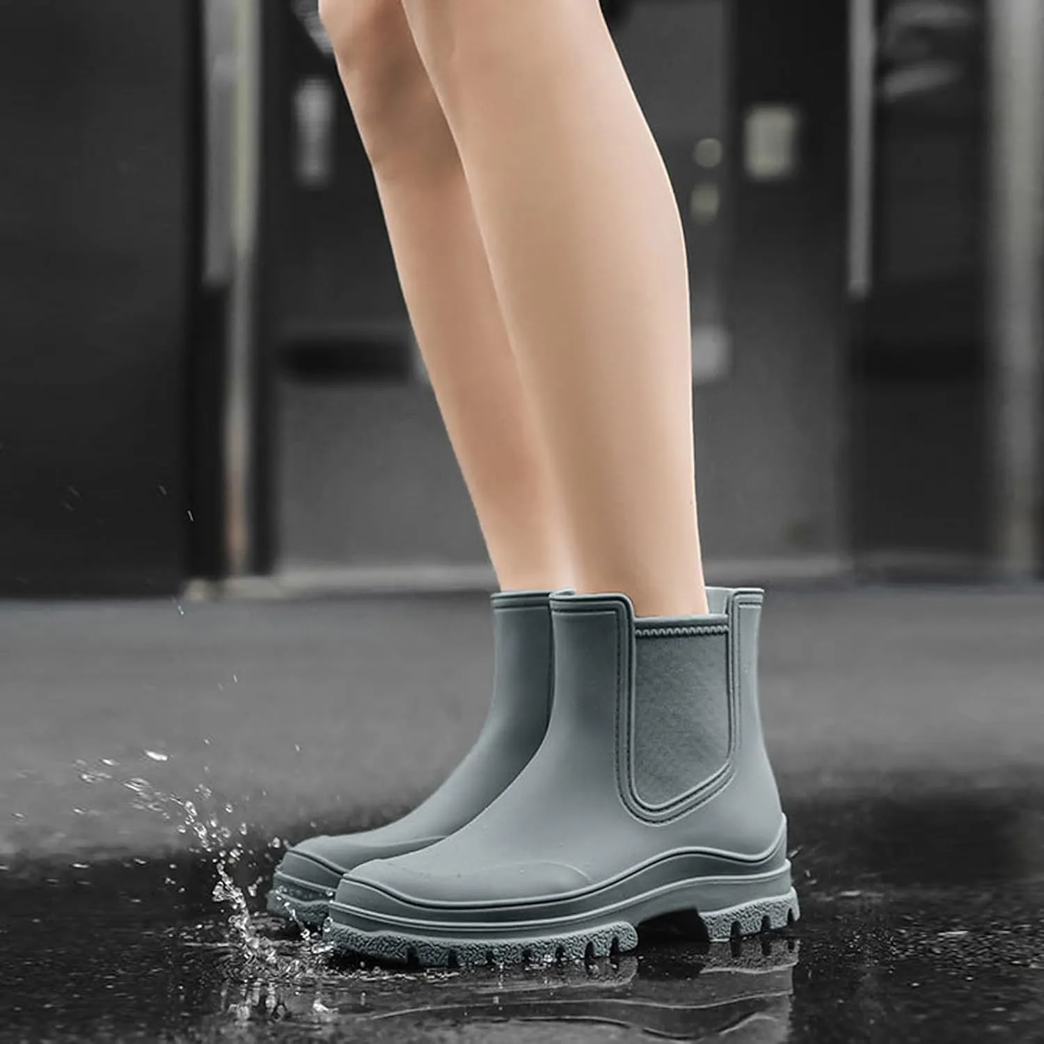 Women's Multi-colored Round Toe PVC Rain Bootie, Size 6.5, Women's Outdoor Casual Boot, Fall, Kitten Heel, Pull-On, Medium Width, Not Water Resistant, 3412250011, 9UbnL1R7h