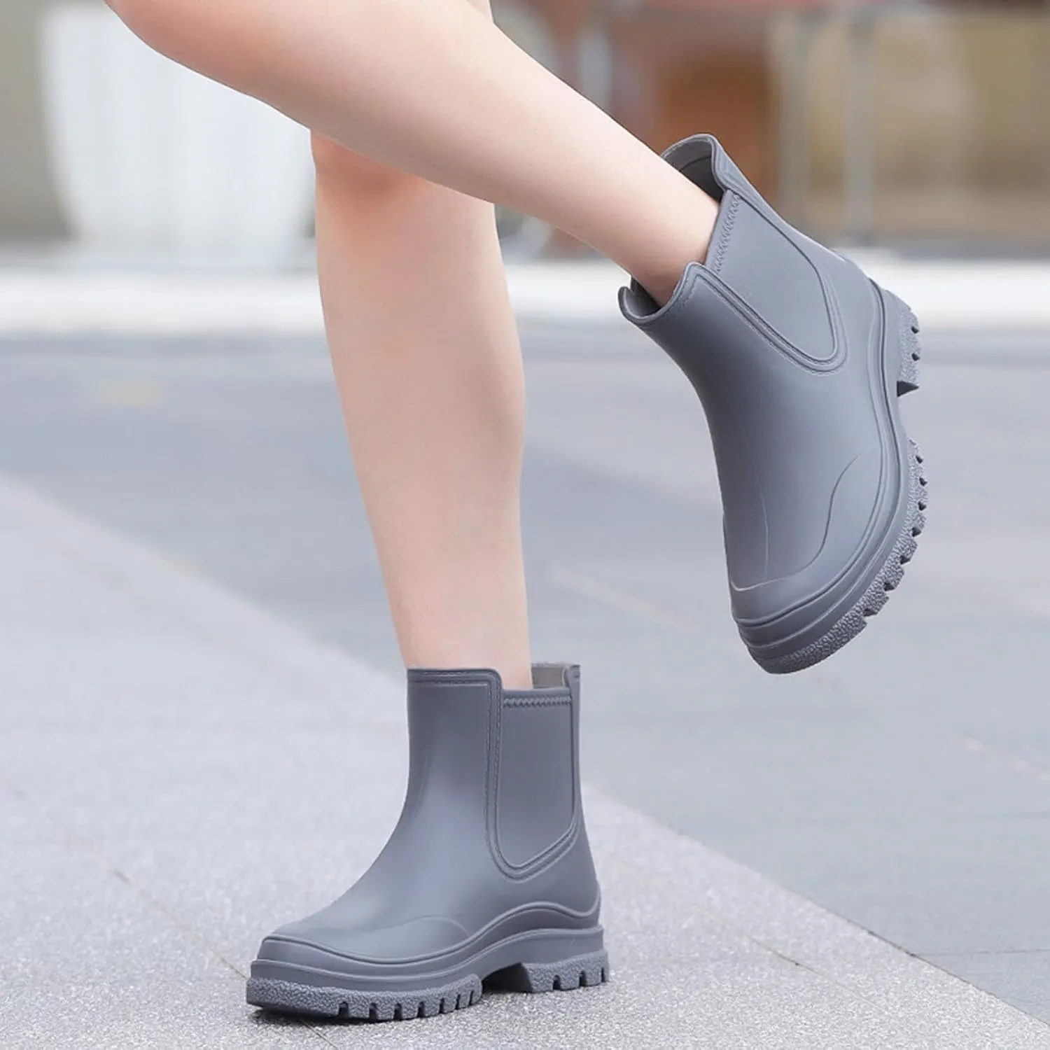 Women's Multi-colored Round Toe PVC Rain Bootie, Size 6.5, Women's Outdoor Casual Boot, Fall, Kitten Heel, Pull-On, Medium Width, Not Water Resistant, 3412250011, 9UbnL1R7h
